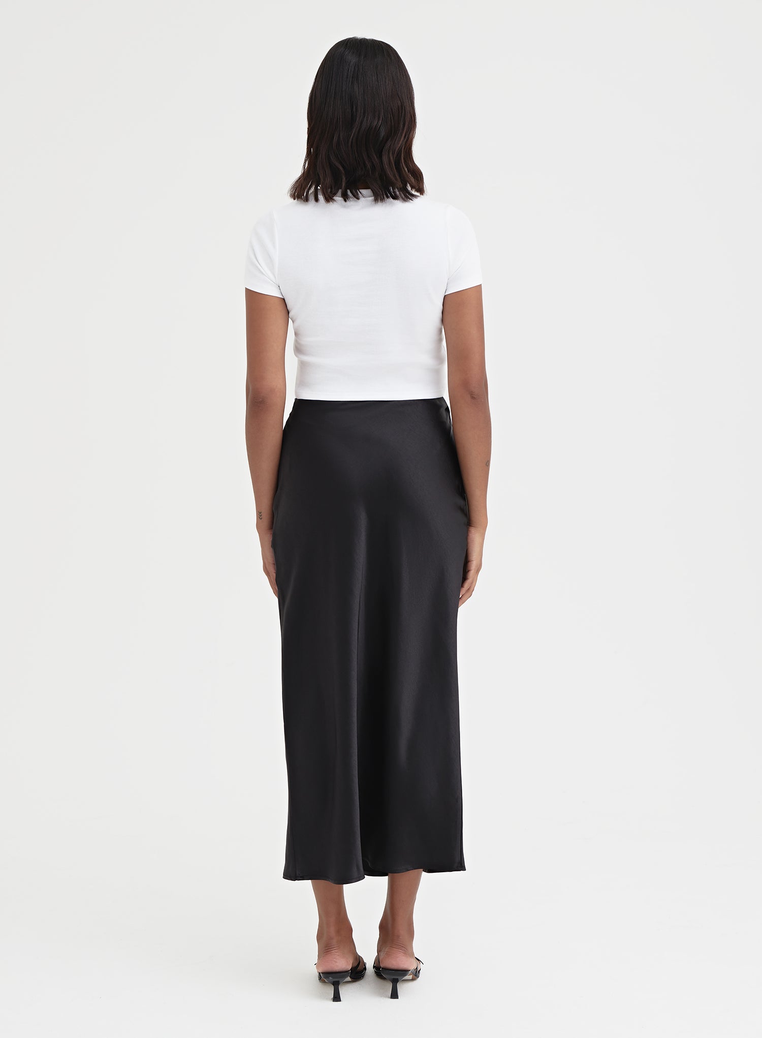 Black Satin Midaxi Skirt
